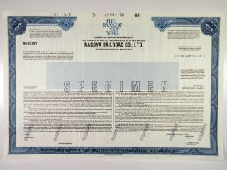 Japan.  Nagoya Railroad Co.  Ltd. ,  1986 Specimen Adr Certificate,  Xf Abnc