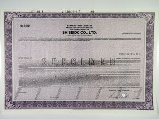 Japan.  Shiseido Co. ,  Ltd. ,  1989 Specimen Adr Certificate,  Xf Abnc