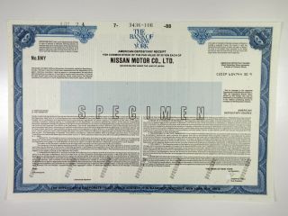 Japan.  Nissan Motor Co.  Ltd. ,  1988 Specimen Adr Certificate,  Xf Abnc