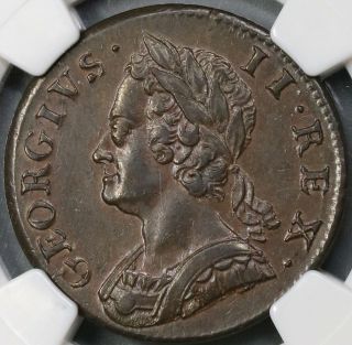 1752 Ngc Au 58 George Ii 1/2 Penny Great Britain Coin (18020406c)