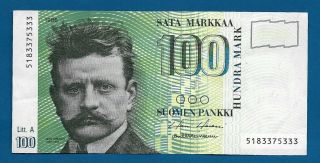 Finland 100 Markkaa 1986 P - 119 John Sibelius Composer / Whooper Swans On Back