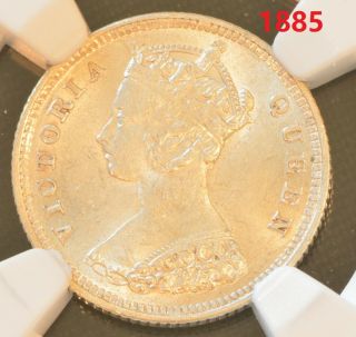 1885 China Hong Kong 10 Cent Victoria Silver Coin Ngc Ms 63