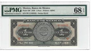 P - 59f 1959 1 Peso,  Banco De Mexico,  Pmg 68epq Gem,