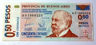 Argentina Emergency Banknote 50 Centavos Unc 2001 (buenos Aires) Patacon