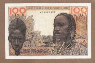 West African States: 100 Francs Banknote,  (unc),  P - 201bf,  1965,