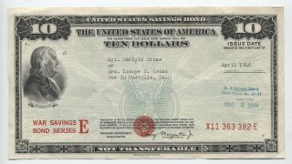 1946 $10 Military War Savings Bond Series E [4859]