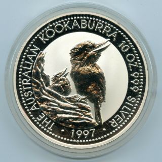 Silver 1997 Australia 10 Oz Kookaburra $10 | In Capsule