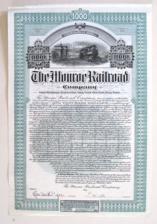 Monroe Railroad (georgia) $1000 Bond 1904