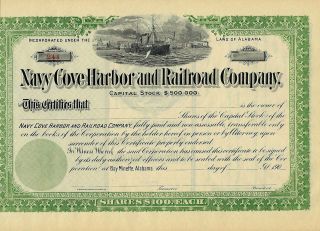 Navy Cove Harbor & Railroad Company - Al 241 Unissued 1900