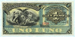 Mexico El Banco De Durango 1 Peso 1900s.  S272r Unc