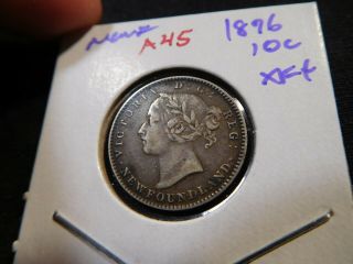 A45 Canada Newfoundland 1896 10 Cents Xf,  Trends 175 Cad In 40