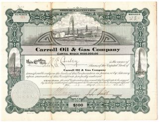 1921 Stock Certificate - Carroll Oil & Gas Company - Kentucky