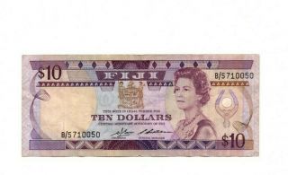 Bank Of Fiji 10 Dollars 1986 Vf