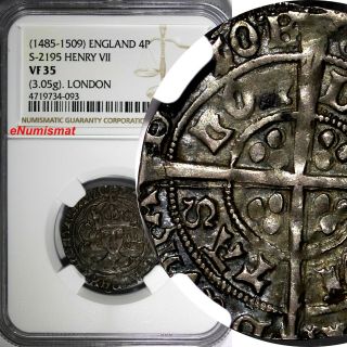 England Henry Vii (1485 - 1509) Silver Groat London Ngc Vf35 Top Graded S - 2195