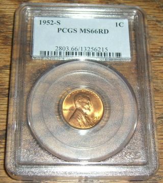 1952 - S Lincoln Cent Pcgs Ms66rd