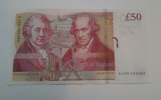Great Britain 50 Pound Banknote.  Real currency lightly circulated England 2