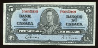1937 Bank Of Canada $5 Note - Bc - 23b Transitional Prefix S/n: C/c8085989