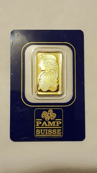 5 Gram Gold Bar Pamp Suisse Lady Fortuna - 999.  9 Fine In Assay