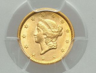 1853 Liberty Head Gold Dollar $1g Pcgs Ms62 Unc What Luster Such Shine Wow