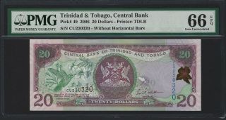 2006 Trinidad & Tobago $20 Dollars,  P - 49 Pmg 66 Epq Gem Unc.