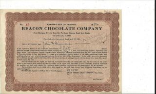 Beacon Chocolate Company.  1924 Certificate Of Deposit