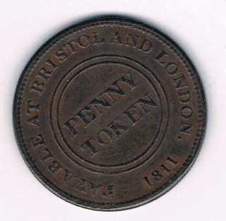 1811 Penny Token - Bristol Patent Sheathing Nail Manufactory United Kin (a1)