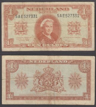Netherlands 1 Gulden 1945 (f) Banknote Km 70