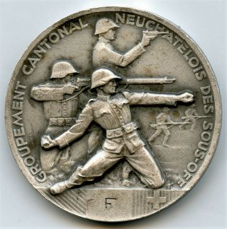 Switzerland Silver Medal By Huguenin Neuchatel Cantonal Grouping Of The Nco 40mm
