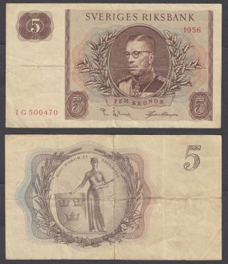 Sweden 5 Kronor 1956 (vf) Banknote P - 42c