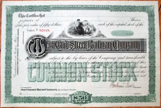 1910 Trolley/railroad Stock Certificate: West End Street Railway - Massachusetts