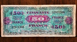 France 50 Francs 1944 Allied Military Currency (amc) Ww2 Pick - 117