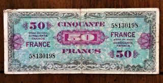 France 50 Francs 1944 Allied Military Currency (amc) Wwii Pick - 117