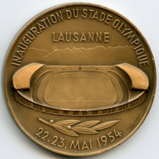 Switzerland Huguenin Medal Lausanne 1954 Inauguration Of The Olympic Stadium