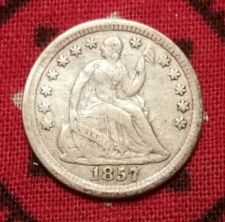 1857 Seated Liberty Half Dime Silver Sharp Details 13