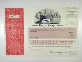 Enron Corp. ,  1988 Specimen Registered 10 3/4 Bond Xf Red Ken Lay Facsimile Sig