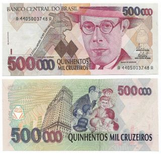 Brazil Note 500.  000 Cruzeiros (1993) P 236c Unc