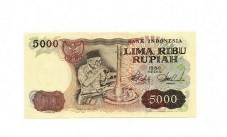 Bank Of Indonesia 5000 Rupiah 1980 Aunc
