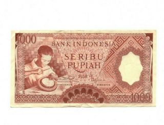 Bank Of Indonesia 1000 Rupiah 1958 Vf " Replacement "