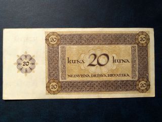 CROATIA 20 Kuna 1944.  XF,  Not issued 2