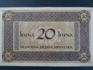 CROATIA 20 Kuna 1944.  XF,  Not issued 5