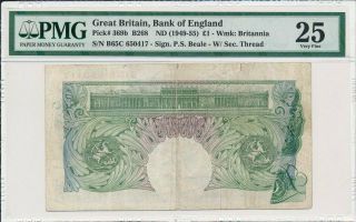 Bank Of England Great Britain 1 Pound (1949 - 55) Error: Offet Printing Pmg 25
