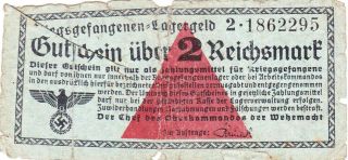 2 Reichsmark Vg - German Concentration Camp Note From The Wehrmacht 1939