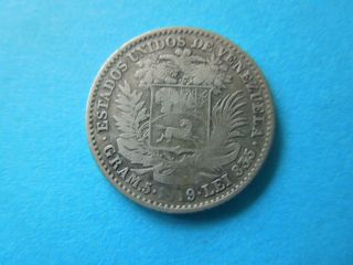 J611 Coins Venezuela 1919 Silver 1 Bolivar Circulated