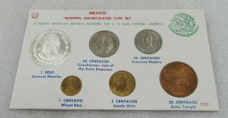 1963 & 1964 Mexico 6 Coin Modern Uncirculated Type Set