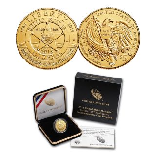 2015 - W $5 U.  S.  Marshals Service Gold Commemorative Uncirculated Coin (ogp/coa)