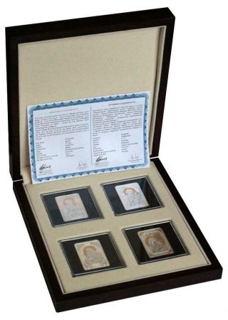 2011 Belarus 20 Rubles Orthodox Wonder - Icons 4x1 Oz Silver Coin Set