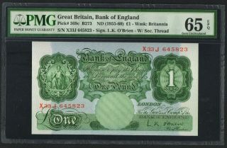 Great Britain,  Bank Of England,  P369c,  1 Pound,  1955 - 60,  Pmg 65epq