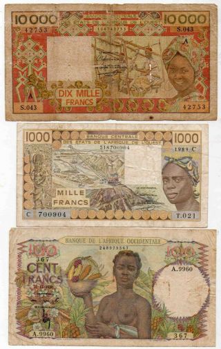 French WA,  West African States & others - 30 notes - 3