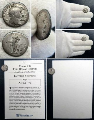 69 - 79 Ad Roman Ae3 Silver Coin Of Vespasian - Comes With " Westminster "