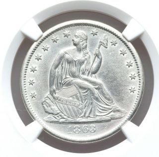 1863 - S Ngc Au Details Seated Liberty Silver Half Dollar Civil War Era